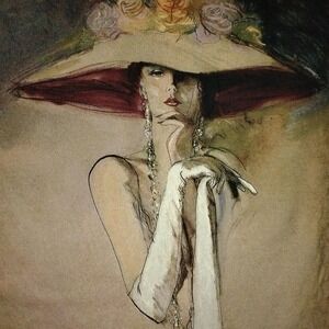 Vtg Tapestry "White Gloves" L Richard Ely '88 Jacqaurd Elegance Floral Rare‎ EUC